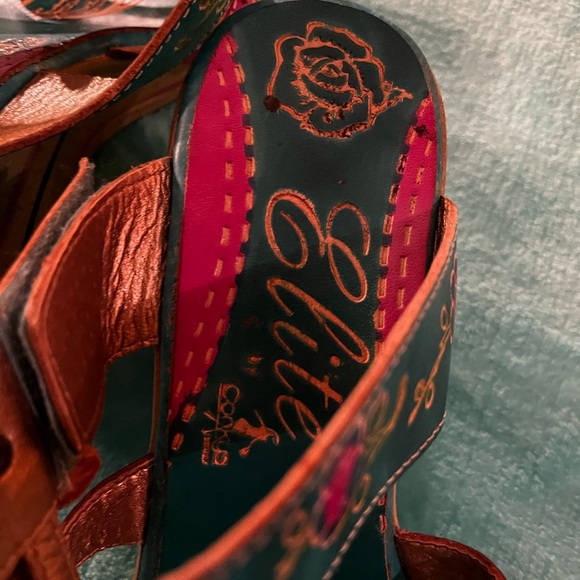 ELITE LEATHER boutique sandals with 3.5” wedge heel simply gorgeous!!! Sz 39 - Picture 5 of 14